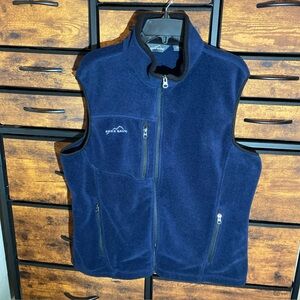 Eddie Bauer Men's Sleeveless, Zip Up Fleece Vest Gillet, Blue/Black Size Large
